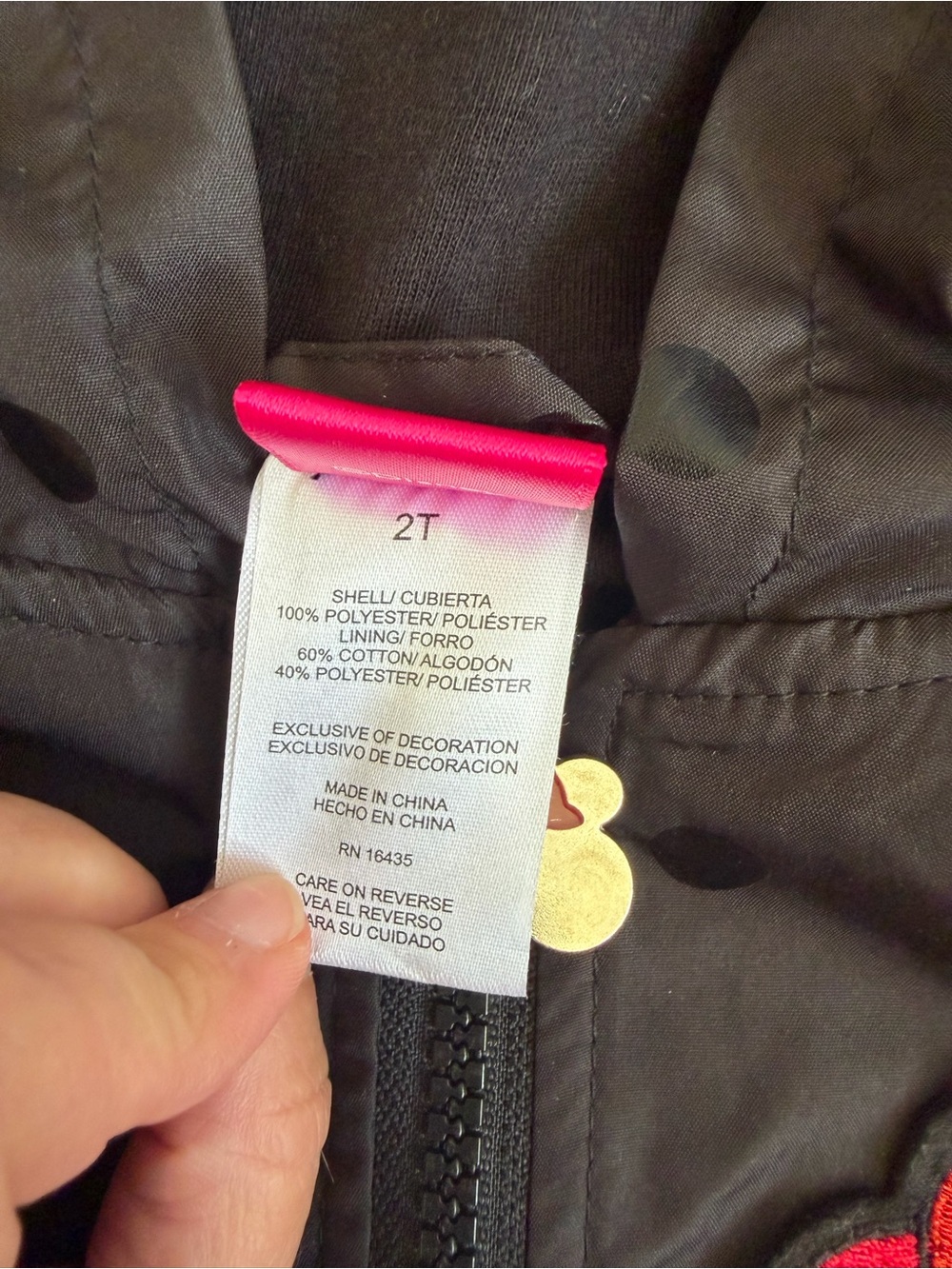 Disney Minnie Mouse Girls Hooded Jacket 2T Black Polka Dot - Picture 7 of 7